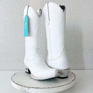 Lane EMMA JANE White Cowboy Boots Western Cowgirl Mid Calf Tall Snip Toe Size 6